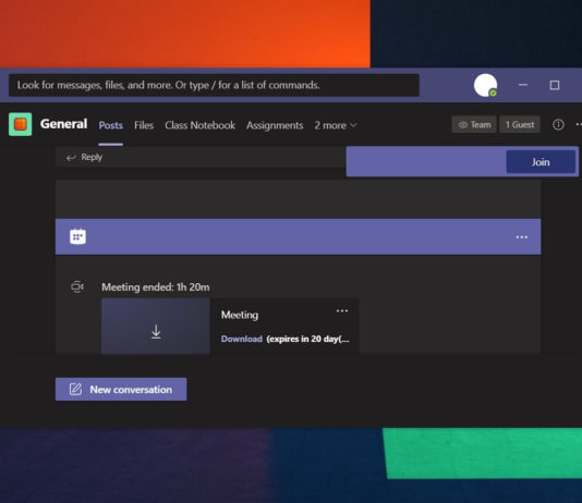Microsoft Teams meeting page