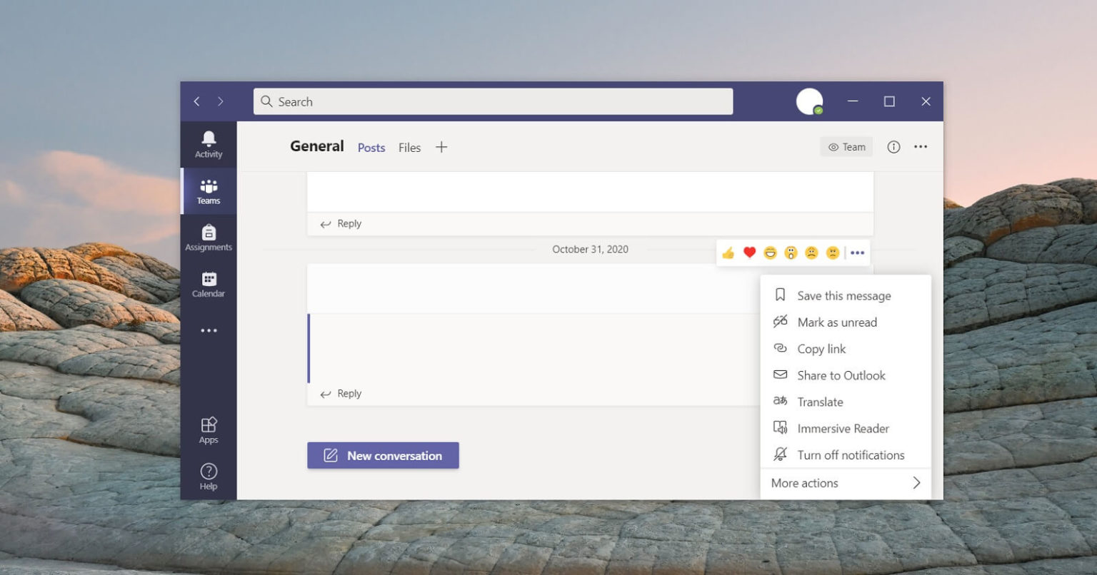 message in microsoft teams