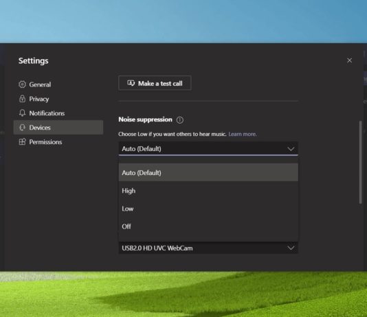 Microsoft Teams noise suppression