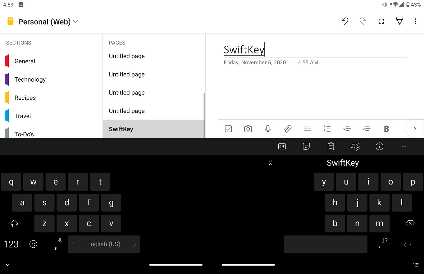 Surface Duo keyboard