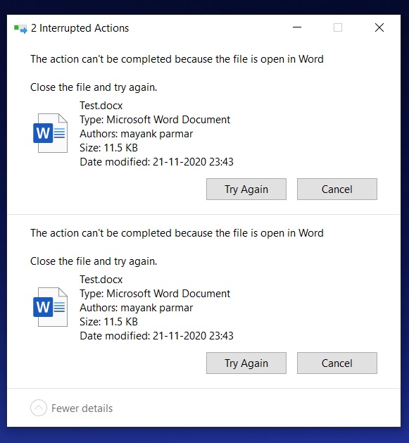 Windows 10 File in use