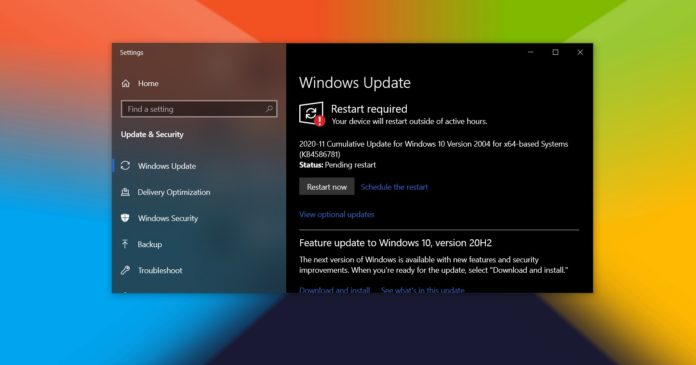 Windows 10 November 2020 update