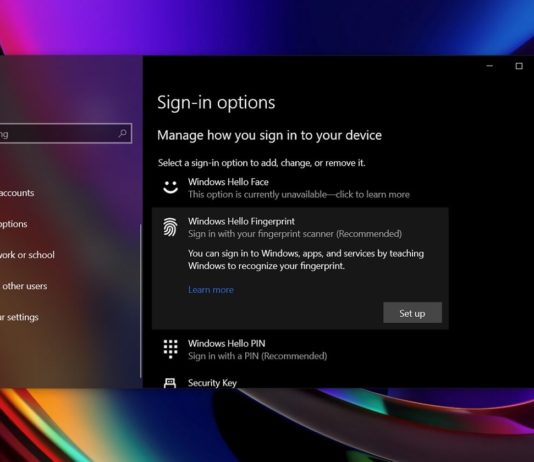 Windows 10 sign-in options