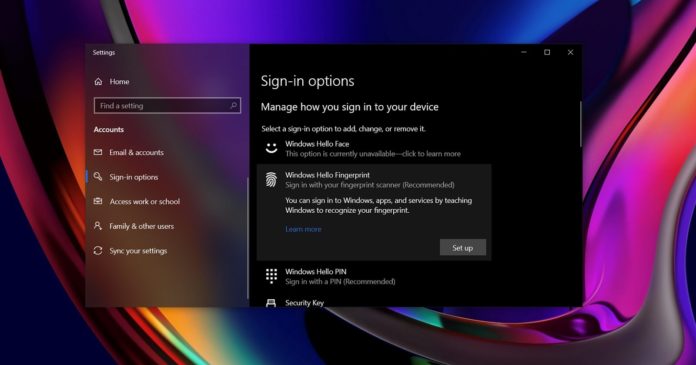 Windows 10 sign-in options