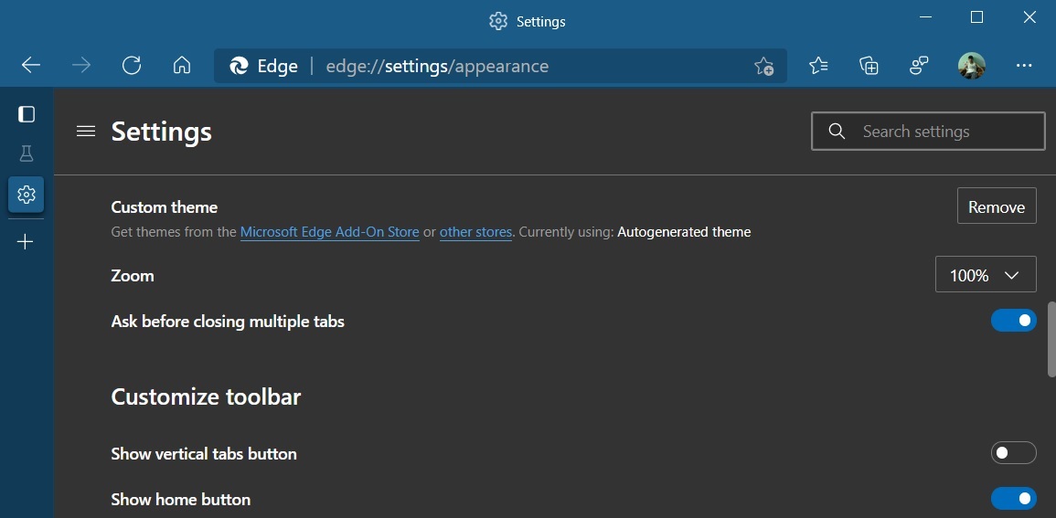 Microsoft Edge tabs exit permission