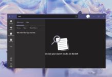 Microsoft Teams search UI