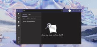 Microsoft Teams search UI