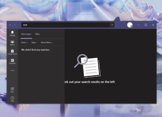 Microsoft Teams search UI