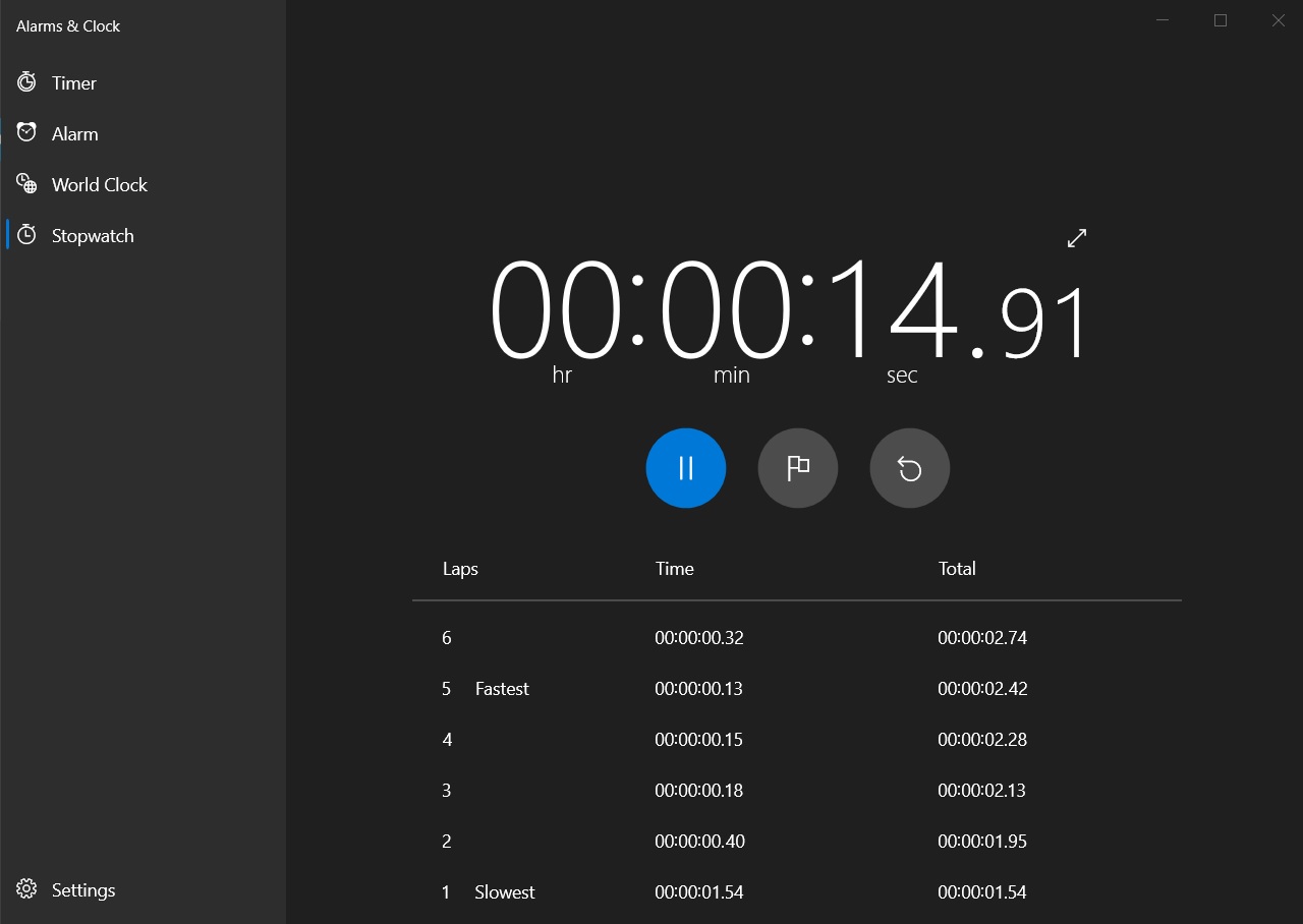 Windows Stopwatch