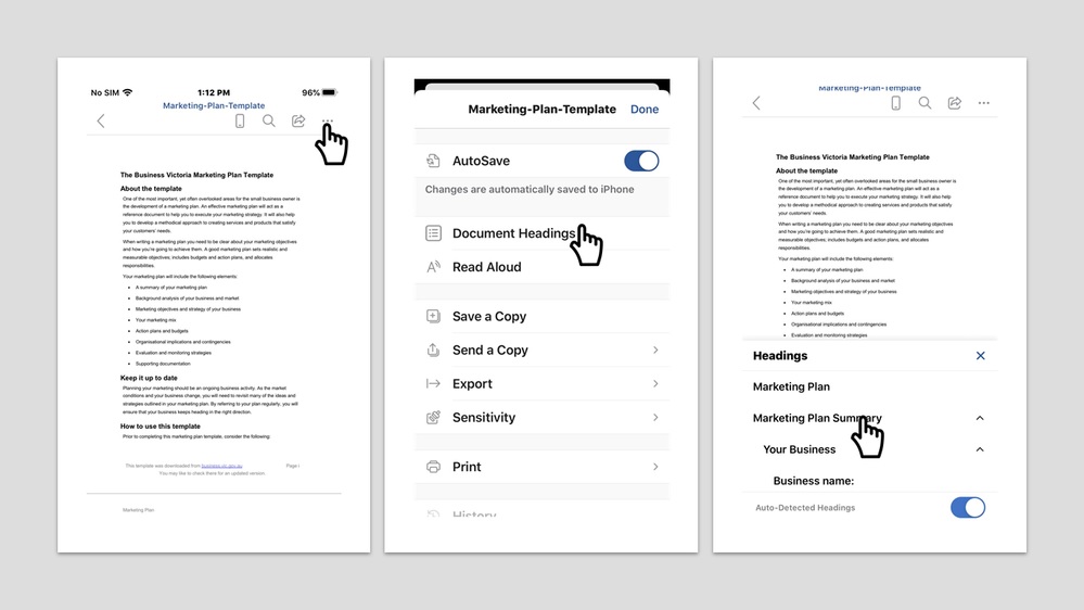 Word header navigation