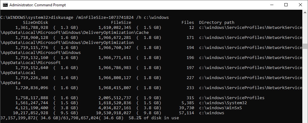 Disk Usage tool