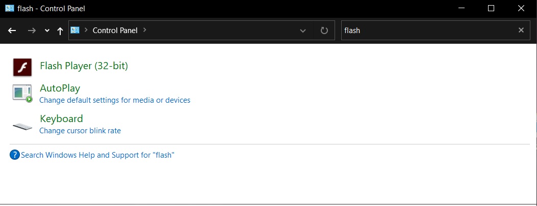 Flash Player in Control Panel adobe flash, atualização, flash, Flash Player, microsoft, Microsoft Edge, Notícias, Portugal, tecnologia, Windows 10 TecheNet Adobe flash player windows 10 microsoft