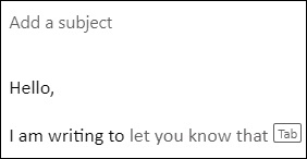 Outlook text suggestion