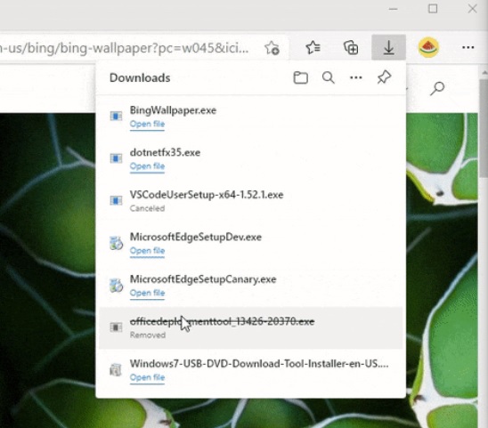 Edge downloads manager