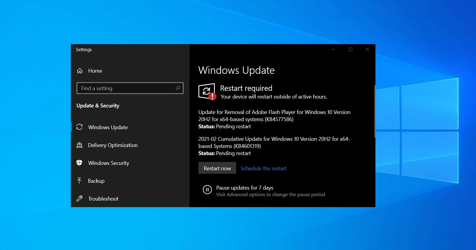 atualização de segurança para atualização do Windows do sistema flash