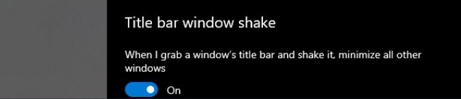 Windows 10 Aero Shake settings