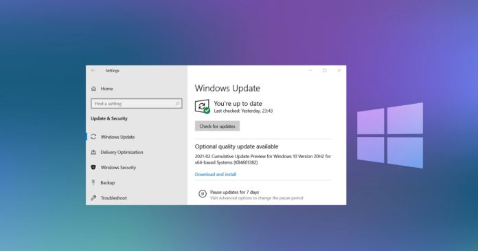 Windows 10 KB4601382