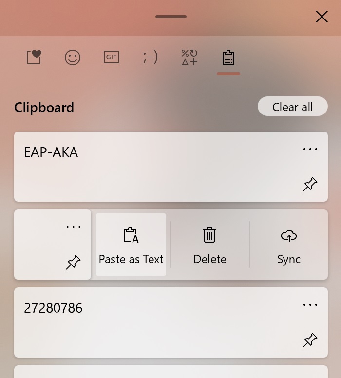 Windows Clipboard UI