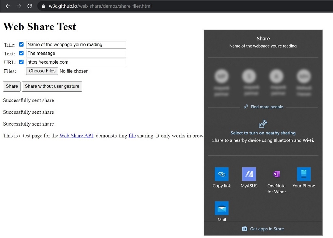 Chrome Share UI