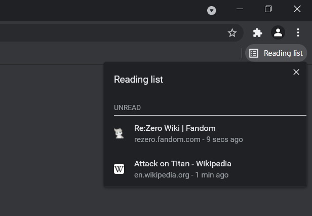 Chrome reading list