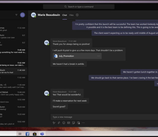 Microsoft Teams dark UI