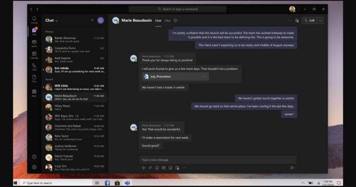 Microsoft Teams dark UI