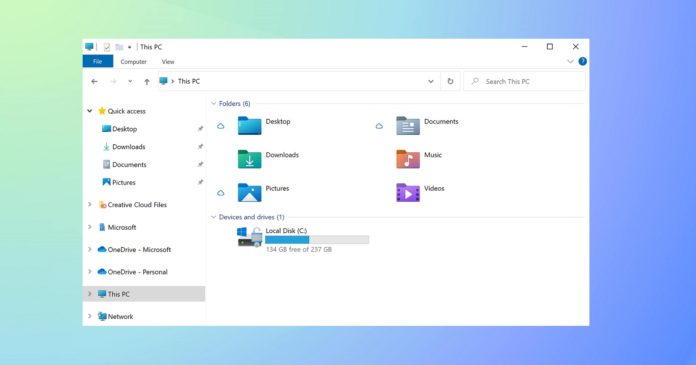 Windows 10 File Explorer UI