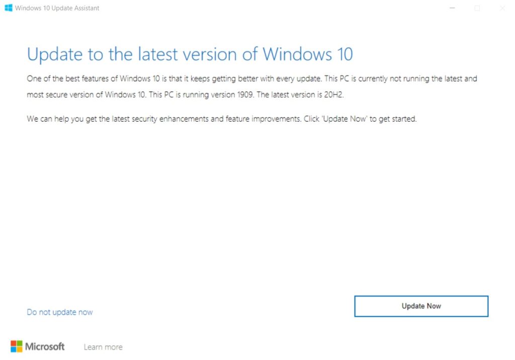 Microsoft begins warning Windows 10 v1909 users of its imminent death