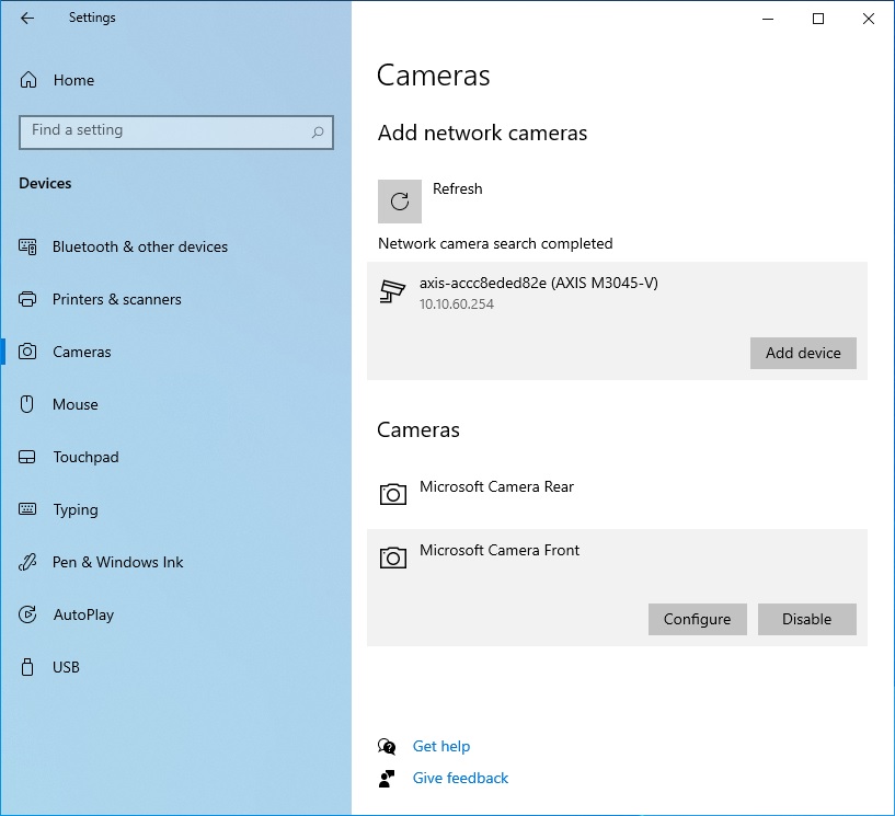 changing webcam settings windows 10