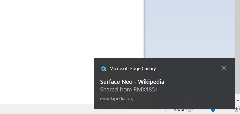 Microsoft Edge Canary tabs share