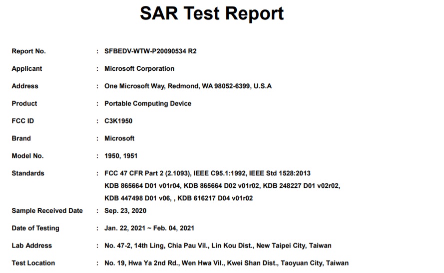 Surface Laptop 4 FCC