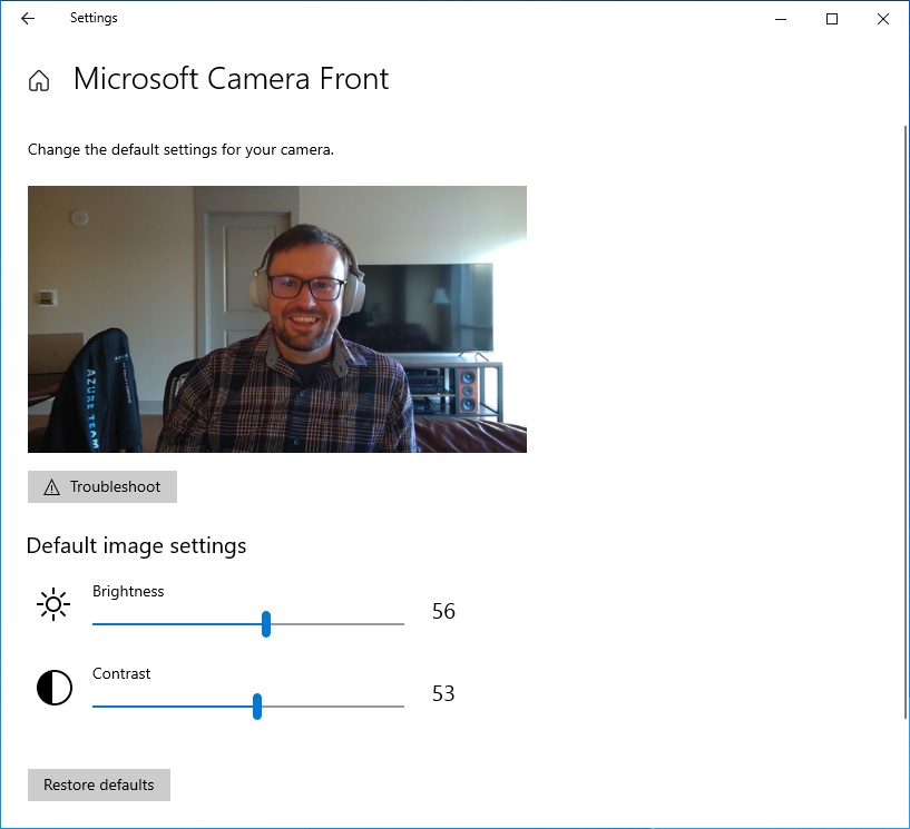 Windows Camera settings