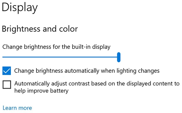 Windows display settings