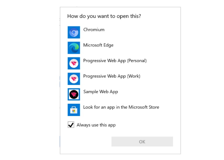 Microsoft web app feature