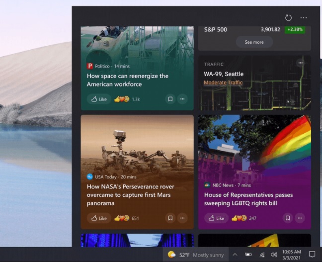 Taskbar feed redesign