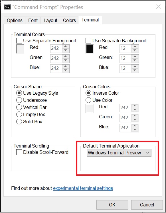 Terminal properties