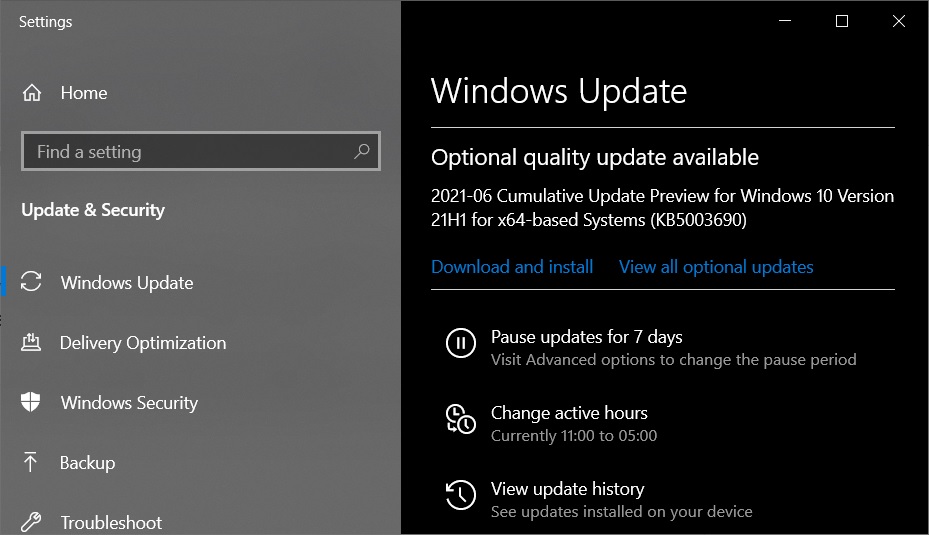 KB5003690 Windows Update