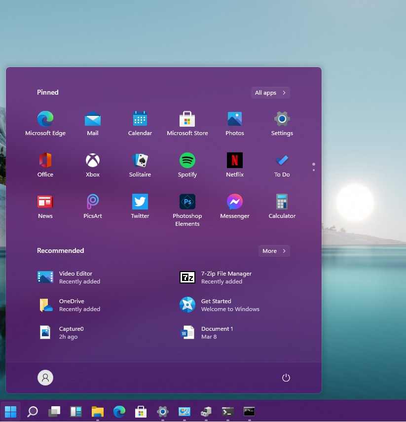 Start menu accent colour