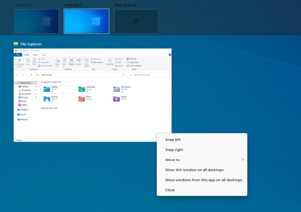 Windows 10 Task View rounded corners