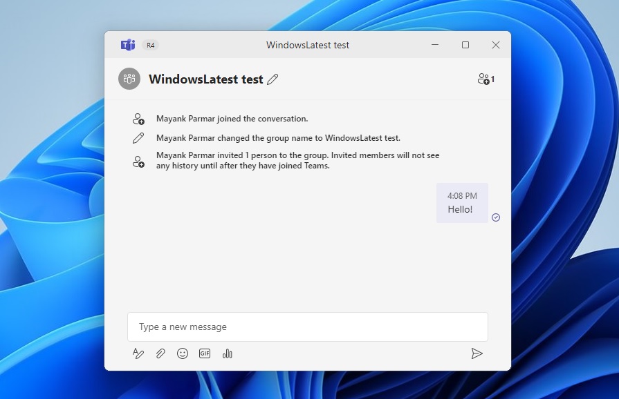 Microsoft Teams Chat in Windows 11