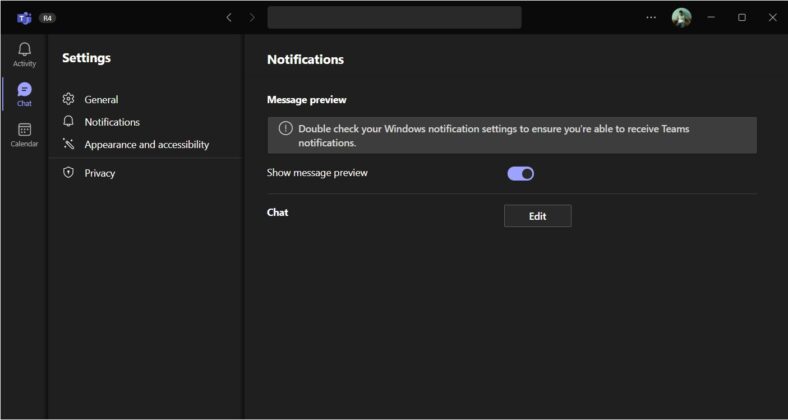 Microsoft Teams notifications