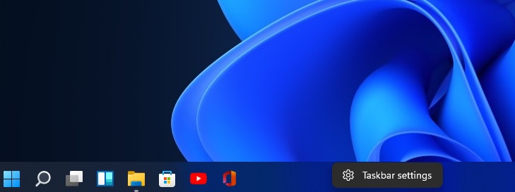 Taskbar context menu