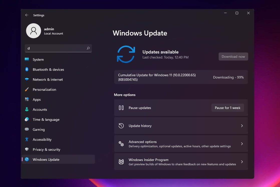 Windows 11 second Insider Preview Build 22000.65