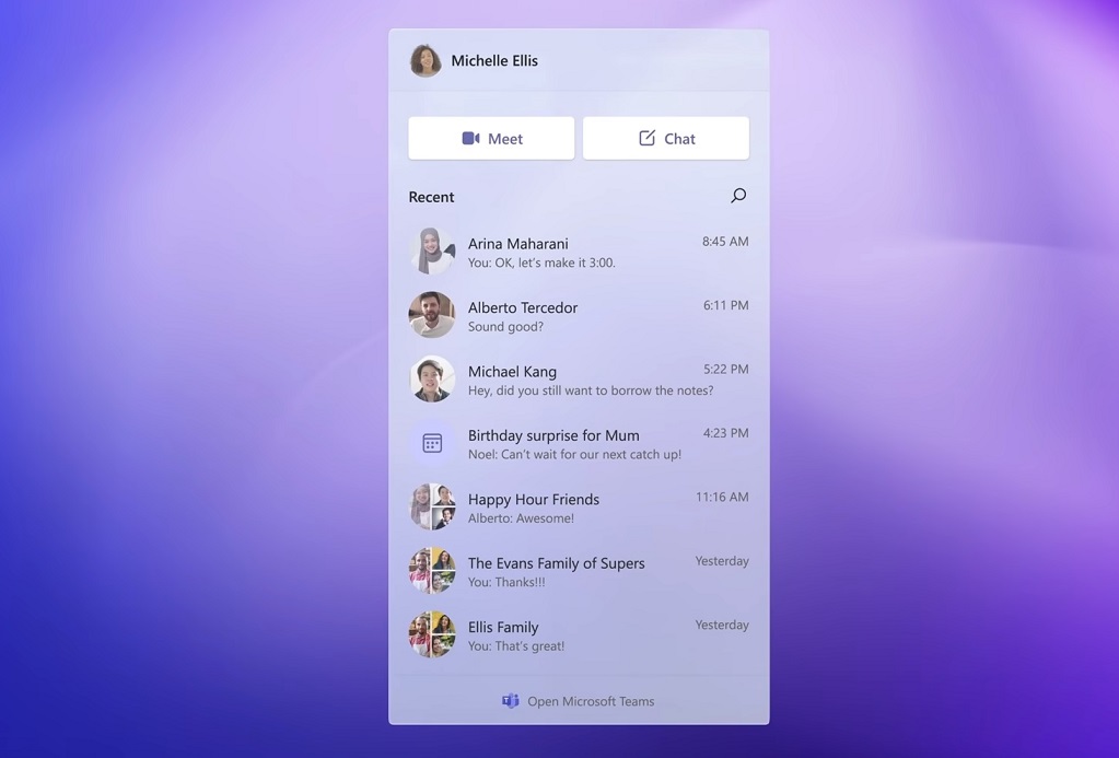 Windows 11 Teams chat app