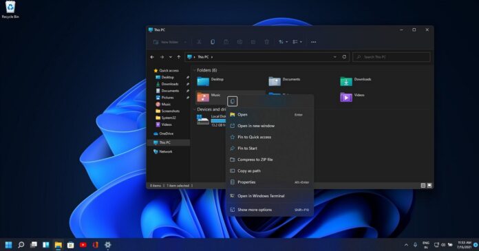 Windows 11 right click menu update