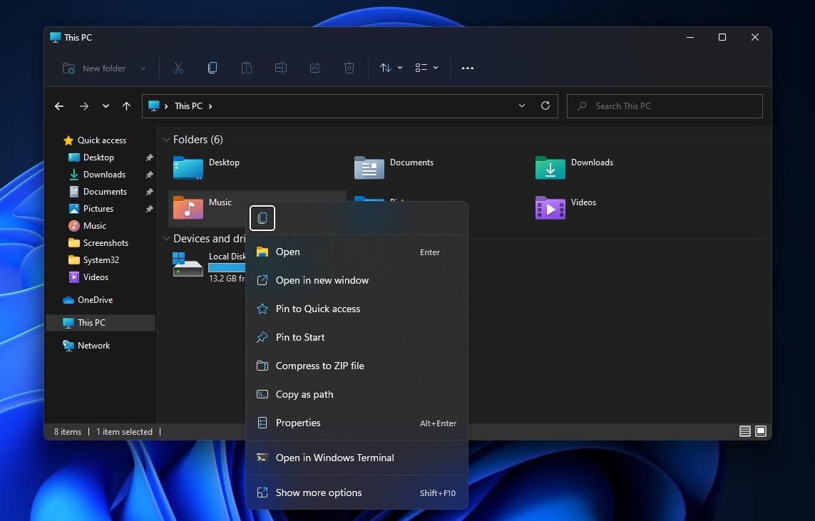 Windows 11 Right Click Menu Dark Mode