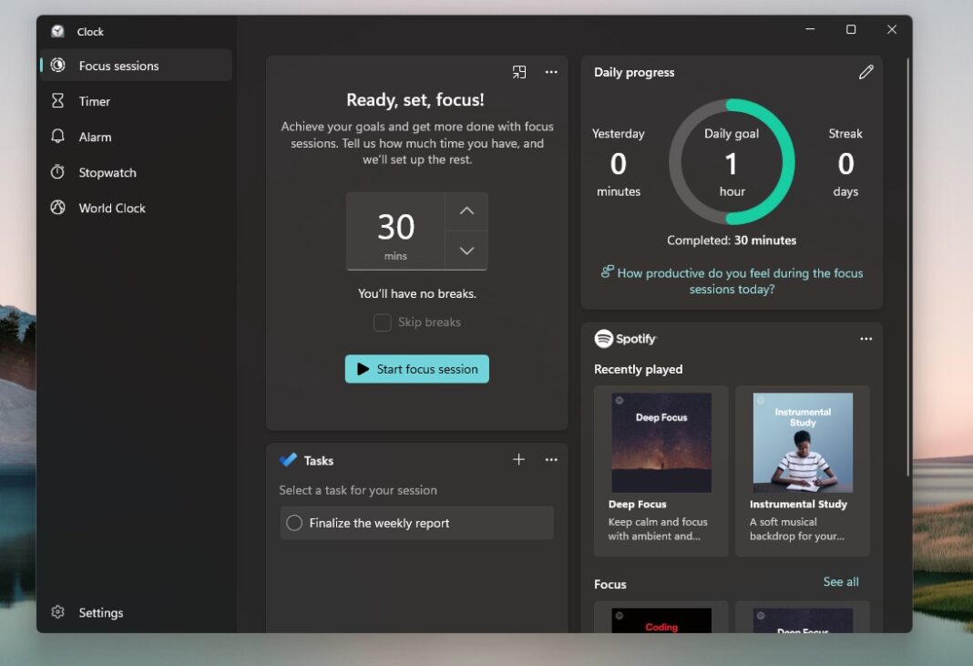 Hands on with Windows 11's new productivity feature Focus Sessions