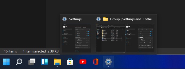 Taskbar grouped