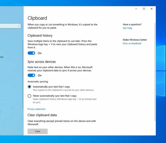 Windows 10 clipboard sync