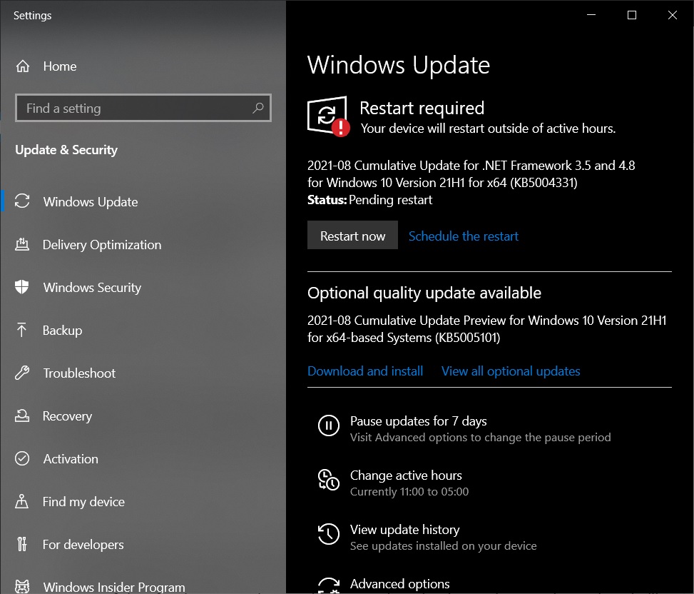 KB5005101 Windows Update